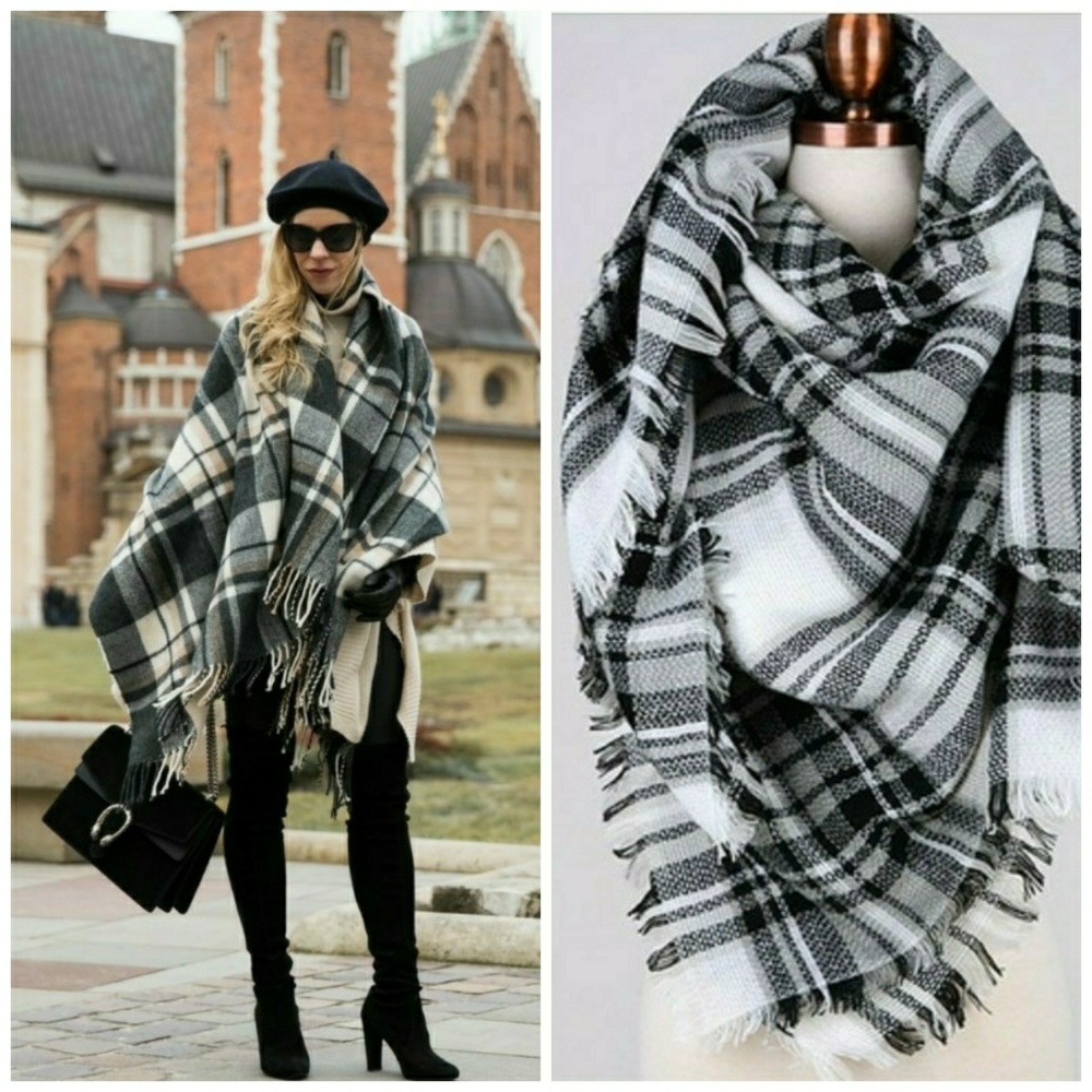 HP ||⭐ Luxe Oversized Plaid Blanket Wrap Scarf